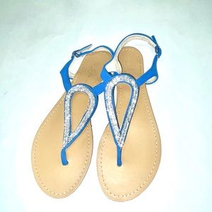 Blue rhinestone sandals